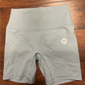 High-Waist Light Blue Women's Athletic Bike Shorts